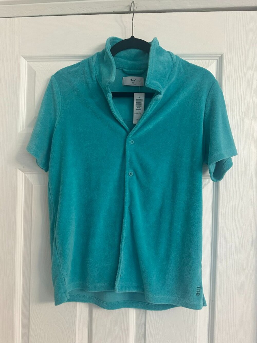 Tna Teal Terry Cloth Polo Shirt – Short Sleeve, Embroidered Logo – Size M, NWT